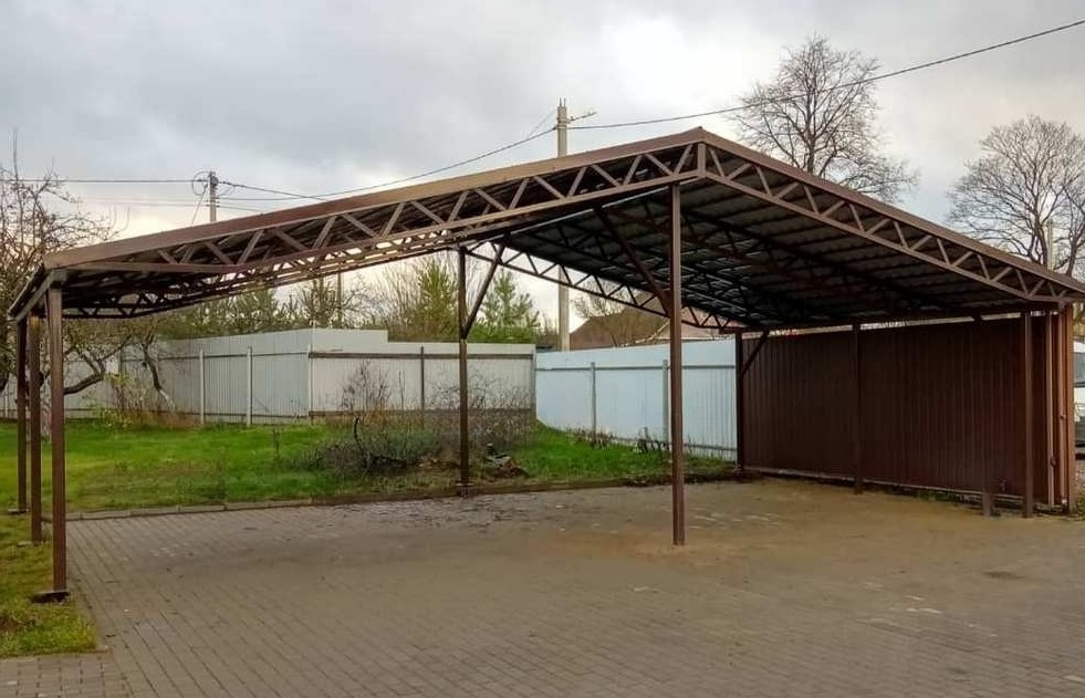 Навес для двух автомобилей 6*12*2,2 м из поликарбоната